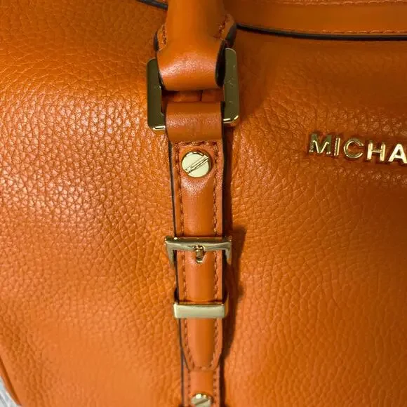 Michael Kors Burnt Orange Leather Bedford Legacy Duffel Satchel Medium $328 New - Picture 4 of 16